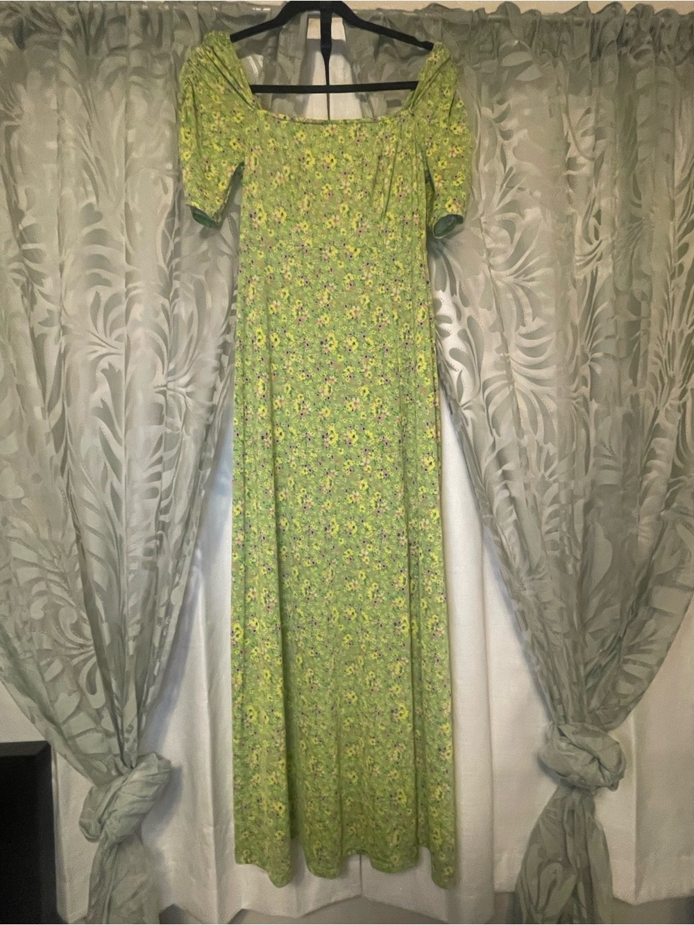 ASOS Lime Green Floral Maxi Dress